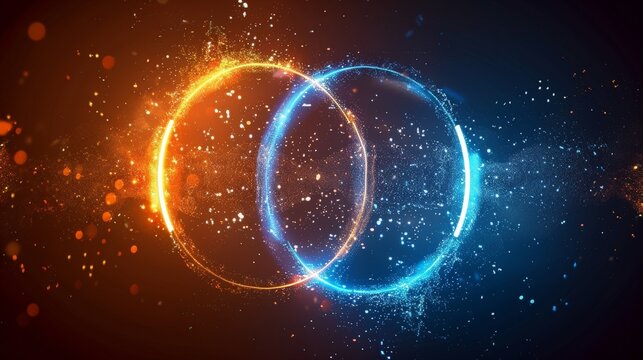 Two interlocked rings of fire and water