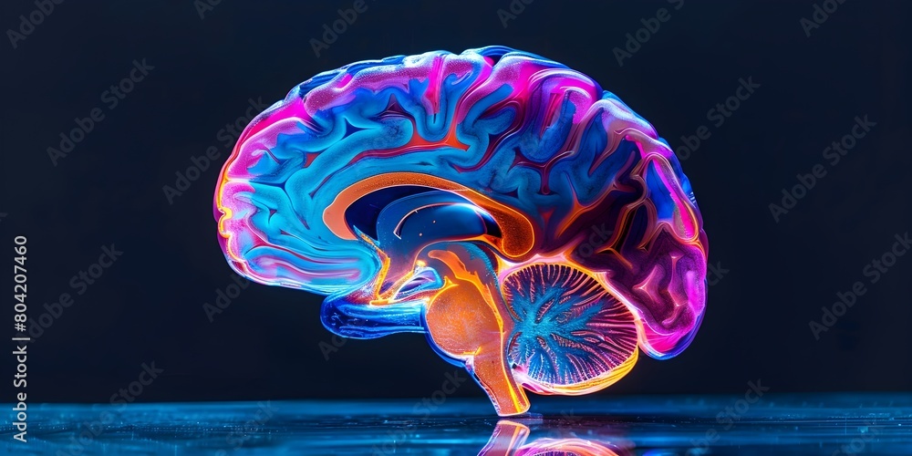 Aufkleber color coded brain scan highlighting neurodegenerative disease patterns on medical imaging display