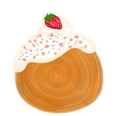strawberry spiral croissant vector , illustration , PNG