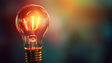 Glowing light bulb with copy space. Concept of energy sources and ecology.