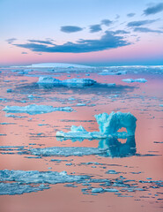 Midnight Sun and icebergs in the Weddell Sea - Antarctica
