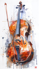 violon &agrave; l'aquarelle