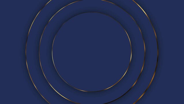 dark blue luxurious modern background. space for text.  a circle with a gold frame.  Motion Graphic Background Design