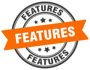 Fototapeta premium features stamp. features label on transparent background. round sign