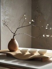 Sleek and stylish Japan-inspired tabletop display for product showcasing.