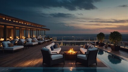  Rooftop at luxury hotel resort