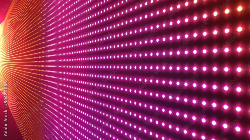 Poster an illustration of a large lcd display with a neon yellow and pink pixel background. the panel has a