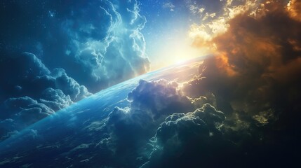 Obraz premium Fantasy look at Earth from space or another planet illustration
