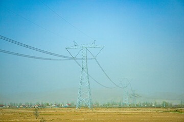 Pingliang City, Gansu Province - Road and field scenery under the blue sky