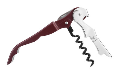 One corkscrew (sommelier knife) isolated on white