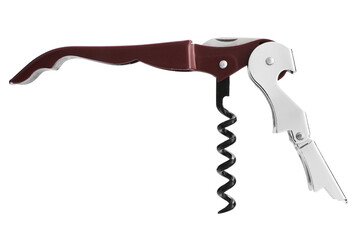 One corkscrew (sommelier knife) isolated on white