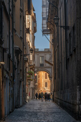 Obraz premium Classic narrow alleyway in the city of Rome, Italy