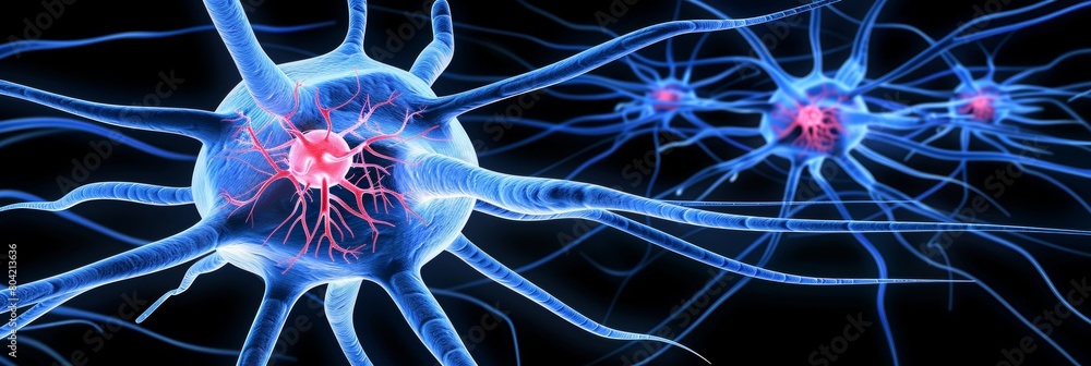 Aufkleber mesmerizing 3d microscopic view intricate neuron network background with space for text