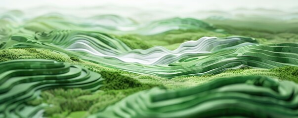 Green hills in abstract shape.