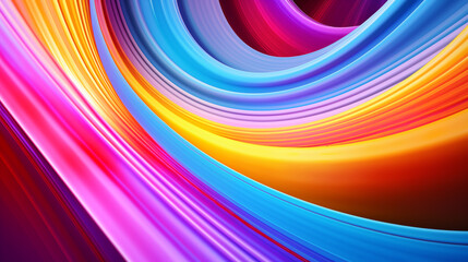 Multi-colored paint smooth waves abstract background banner. Swirl rainbow paint waves poster. Bright colorful wallpaper. Digital raster bitmap. Photo style. AI artwork.