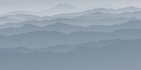 abstract mountain ranges graphic with fog on rectangle background vector illustration have blank space.