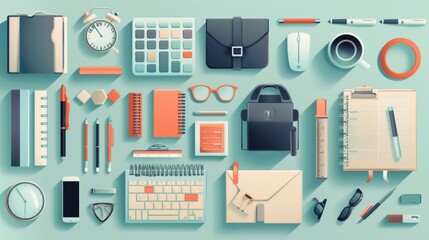 illustrations of office supplies for creative branding.