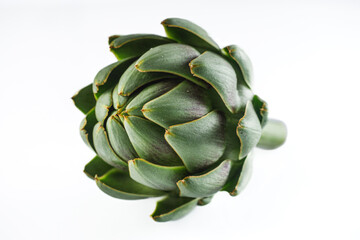 fresh natural artichokes on a white acrylic background