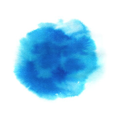 Watercolor blue stain isolated. Bright colors. Abstract elements for text and design.