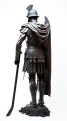 Ancient Roman legionary in armor. White background, isolate. AI generated.
