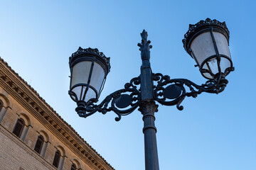 Fototapeta na wymiar Medieval street lamp. Corella, Navarra.