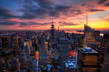 Sunset in Manhattan, New York City, USA