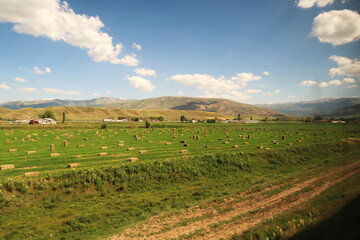 Passing farming, agriculture on the train ride in the Eastern Express, Dogu Ekspresi from Kars to...