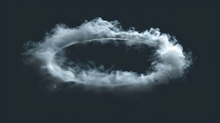 Obraz premium Steam ring cloud modern effect. Abstract transparent hookah shape isolated on a white background. 3d realistic smoke ring cloud texture. Air trail icon for jump games.