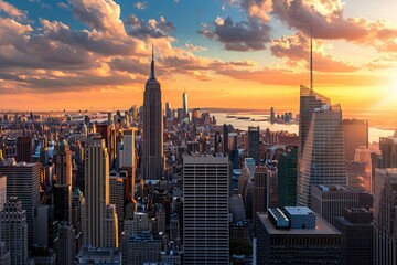 Fototapeta na wymiar Sunset in Manhattan, New York City, USA