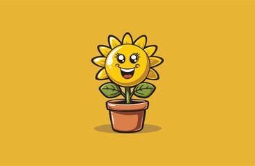 Sunflower cute mascot logo style