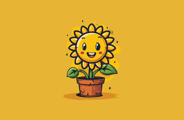 Sunflower cute mascot logo style