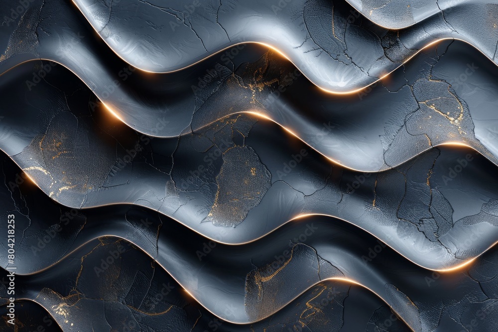 Poster this image features an elegant black texture with undulating waves and golden veins simulating crack