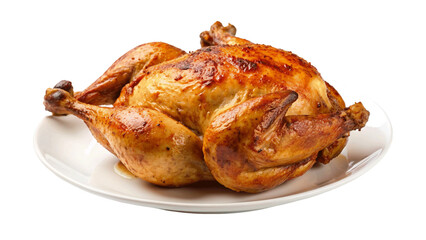 Roasted chicken isolated on Transparent background.
