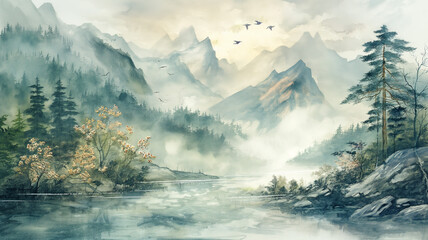 Vall&eacute;e entour&eacute;e de montagnes