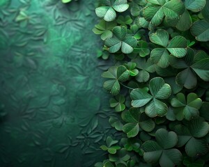 A 3D rendering of a green background accented by artistic clover leaves 8K , high-resolution, ultra HD,up32K HD