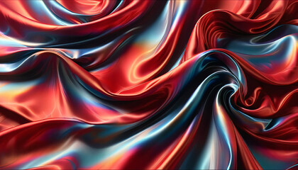 Obraz premium Smooth flowing red holographic silk