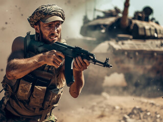 Fototapeta premium Soldier in Combat
