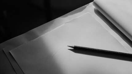 Minimalist Composition of Paper and Pencil