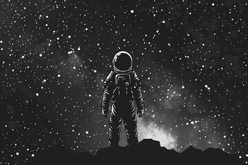 Obraz premium A spacethemed minimalist illustration with the silhouette of an astronaut 8K , high-resolution, ultra HD,up32K HD