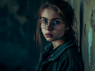 Stylish Young Woman in Glasses