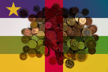 Central African R. economic situation, banking and money, financial values with coins, Central 