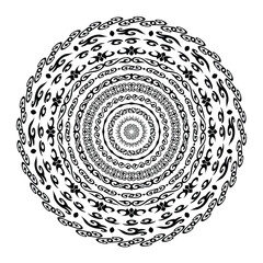 Vector round ethnic element, circular Kazakh national ornament, decorative design templates, isolated on white background