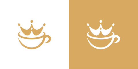 Simple Coffee Crown Logo. Coffee Cup and Crown Logo Icon Symbol Vector Design Inspiration.