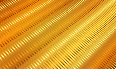 Abstract Gold metal background with diagonal stripes golden lines. 3d gold stripy metallic backdrop. Luxury style. Luxury digital techno concept. Metal sheet geometric cover design. Elegant Vector.