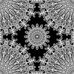 seamless abstract pattern background fabric fashion design print wrapping paper digital illustration art texture textile wallpaper black and white image mandala snowflakes apparel 