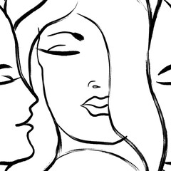 sketch of a woman seamless abstract pattern background fabric fashion design print wrapping paper digital illustration art texture textile wallpaper apparel 