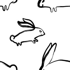 rabbit bunny seamless abstract pattern background fabric fashion design print wrapping paper digital illustration art texture textile wallpaper apparel image 