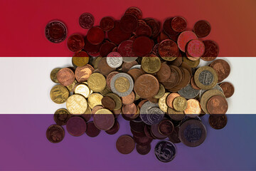 Netherlands economic situation, Netherlands flag with changes, news banner idea, financial values 