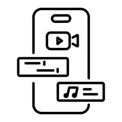 Fototapeta premium Get your hands on mobile media line icon 