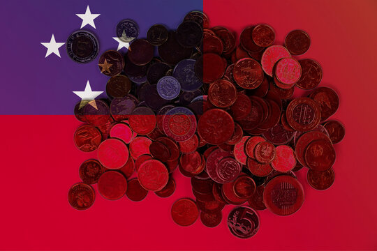 Samoa economic situation, news banner idea, Samoa flag with changes, economy and finance concept - Powered by Adobe